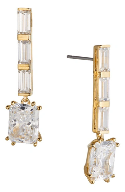 Shop Nadri Chateau Crystal Linear Drop Earrings In Gold