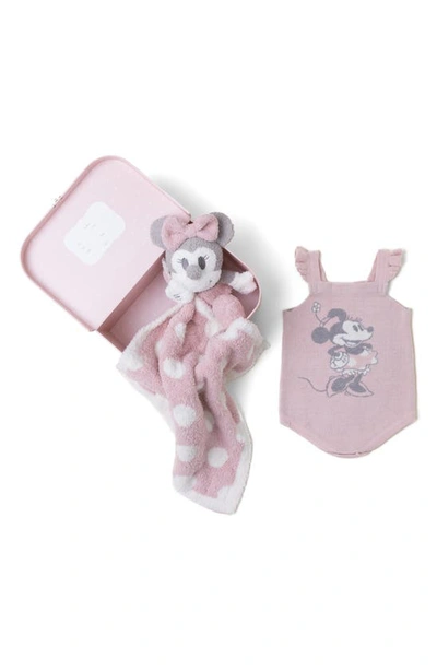 Shop Barefoot Dreams X Disney® Minnie Mouse Cozychic Ultra Lite™ Bodysuit, Blanket Buddy & Keepsake Luggage Box Set In Dusty Rose Multi