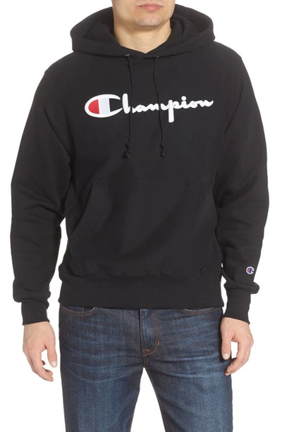 Shop Champion Reverse Weave® Script Logo Graphic Hoodie In Black