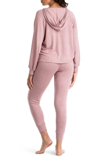 Shop Midnight Bakery Juno Stripe Hooded Top & Joggers Lounge Set In Pink Wine