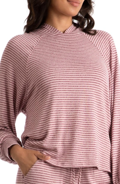 Shop Midnight Bakery Juno Stripe Hooded Top & Joggers Lounge Set In Pink Wine