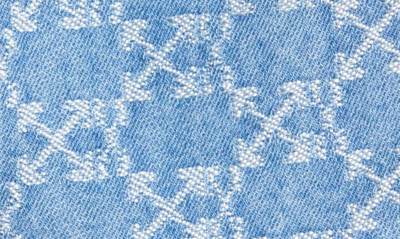 Shop Off-white Monogram Logo Fringe Hem Denim Shorts In Light Blue