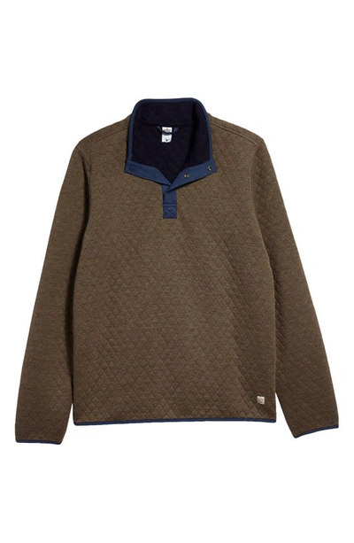 Shop Marine Layer Corbet Reversible Quilted Pullover In Taupe/ Navy