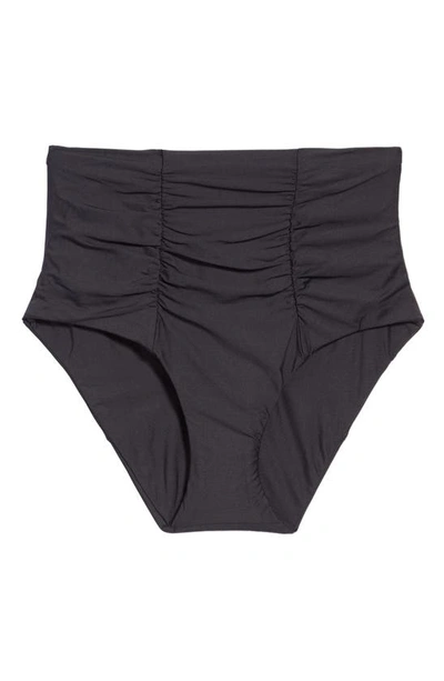 Becca Color Code Ruched High Waist Bikini Bottoms In Black