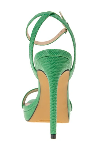 Shop Bcbgeneration Caroline Ankle Strap Platform Sandal In Lucky Green Lizard