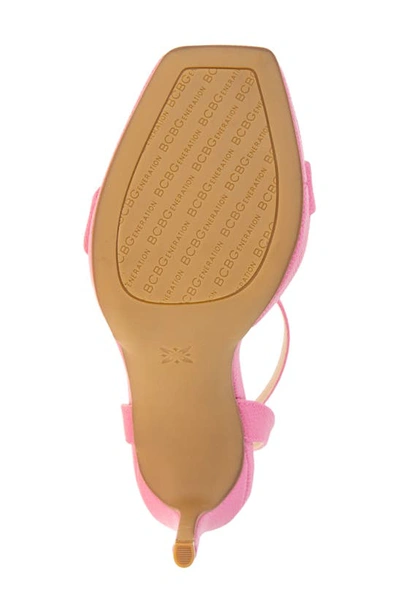 Shop Bcbgeneration Caroline Ankle Strap Platform Sandal In Bubblegum/ Lizard
