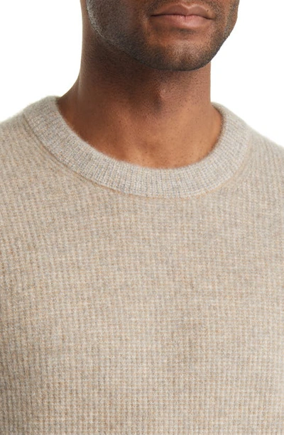 Shop Vince Boiled Cashmere Crewneck Sweater In Camel Combo