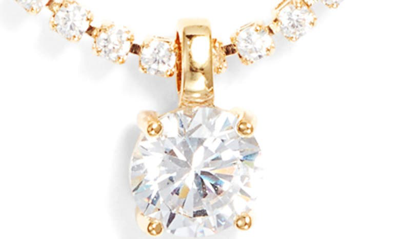 Nordstrom Cubic Zirconia Pendant Tennis Necklace In Clear- Gold