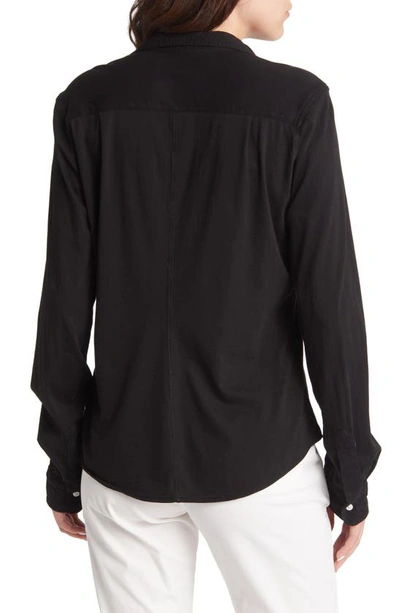 Shop Frank & Eileen Barry Knit Button-up Shirt In Black