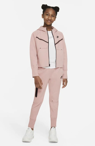 Nike Sportswear Tech Fleece Big Kids' (girls') Full-zip Hoodie In Pink  Oxford/black | ModeSens
