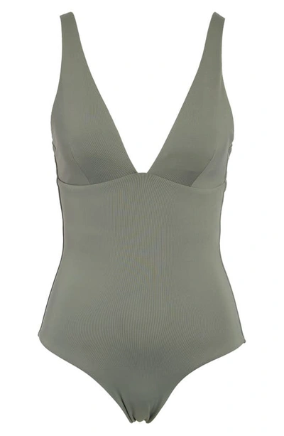 Sea Level Essentials Longline One-piece Swimsuit In Khaki