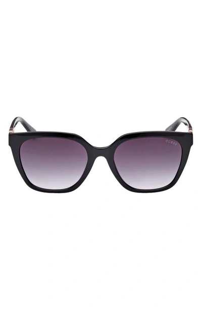 Shop Guess 55mm Gradient Square Sunglasses In Shiny Black / Gradient Smoke
