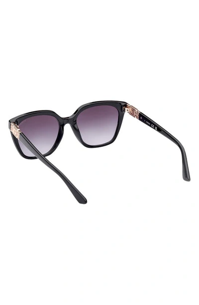 Shop Guess 55mm Gradient Square Sunglasses In Shiny Black / Gradient Smoke