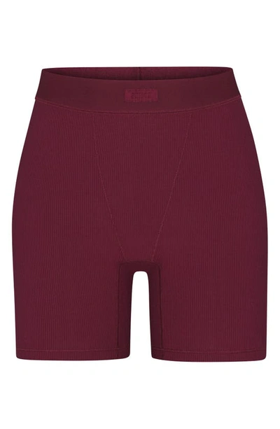 Shop Skims Soft Lounge Boxers In Wine