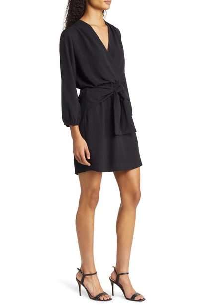 Shop Fraiche By J Long Sleeve Tie Front Dress In Black