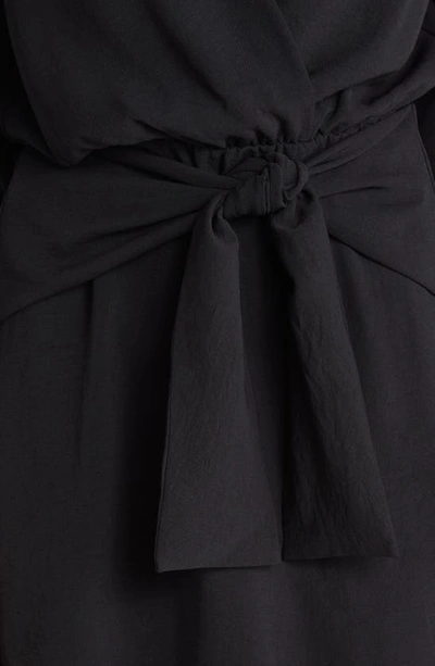 Shop Fraiche By J Long Sleeve Tie Front Dress In Black