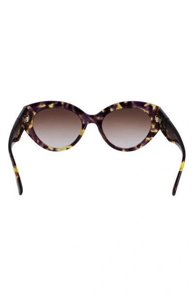 Longchamp Roseau 54mm Gradient Cat Eye Sunglasses In Tokyo Purple Havana