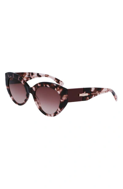 Longchamp Roseau 54mm Gradient Cat Eye Sunglasses In Rose Havana