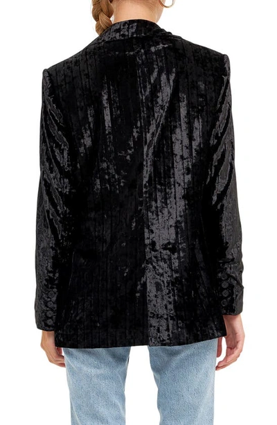 Endless Rose Pleated Velvet Blazer In Black
