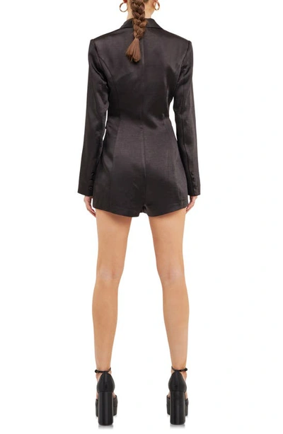 Endless Rose Satin Blazer Romper In Black