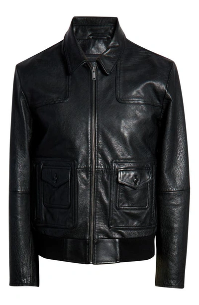 Shop John Varvatos Regular Fit Leather Jacket In Black