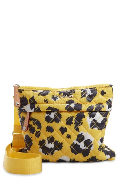 Shop Mz Wallace Metro Quilted Nylon Crossbody Bag In Yellow Leopard