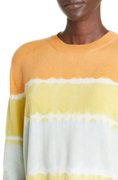 Shop The Elder Statesman Deep Dive Tie Dye Crewneck Wool & Cashmere Sweater In Apricot