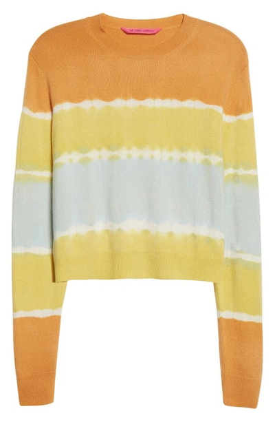 Shop The Elder Statesman Deep Dive Tie Dye Crewneck Wool & Cashmere Sweater In Apricot