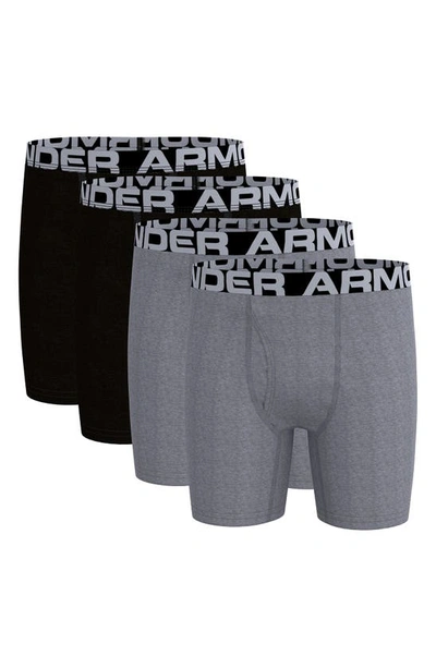 Shop Under Armour Kids' 4-pack Heatgear® Boxer Briefs In Mod Gray