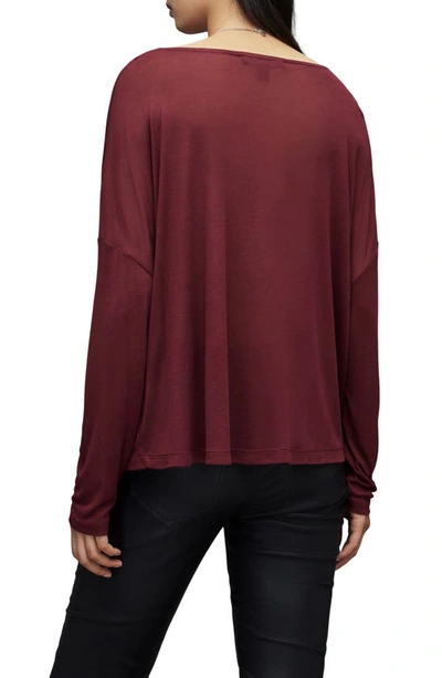 Shop Allsaints Rita Oversize Long Sleeve T-shirt In Winter Orchid