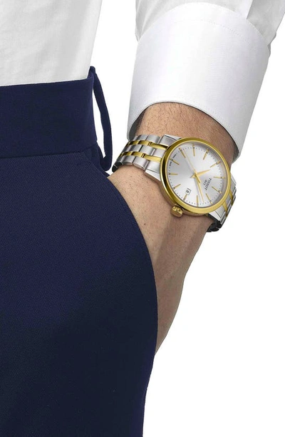 Shop Tissot Classic Dream Bracelet Watch, 42mm In Grey/ Yellow Gold