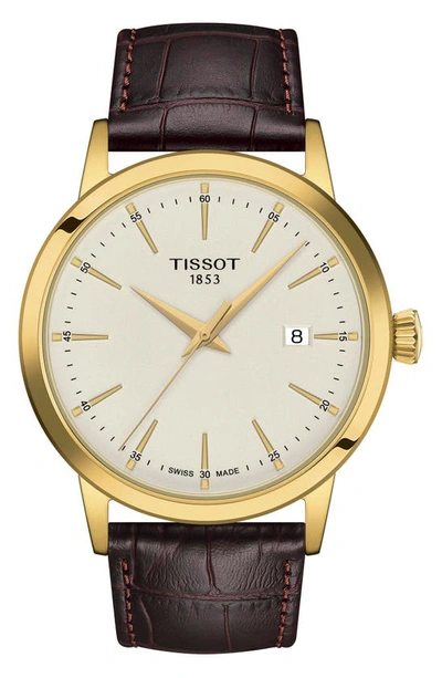 Shop Tissot Lassic Dream Leather Strap Watch, 42mm In Brown