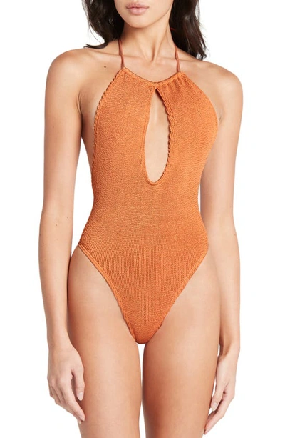 Shop Bound By Bond-eye Bisou Keyhole One-piece Swimsuit In Burnt Orange