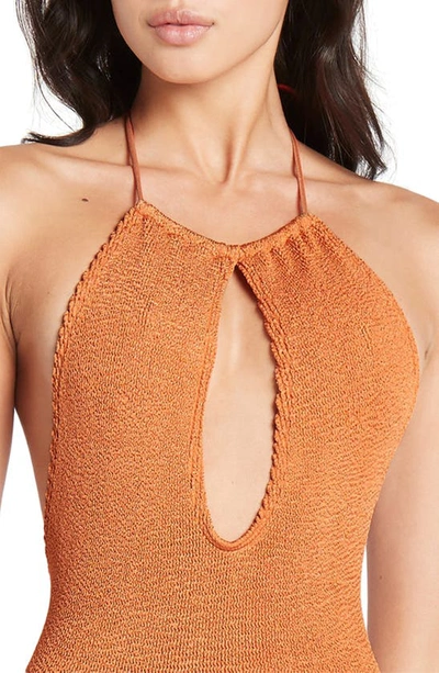 Shop Bound By Bond-eye Bisou Keyhole One-piece Swimsuit In Burnt Orange