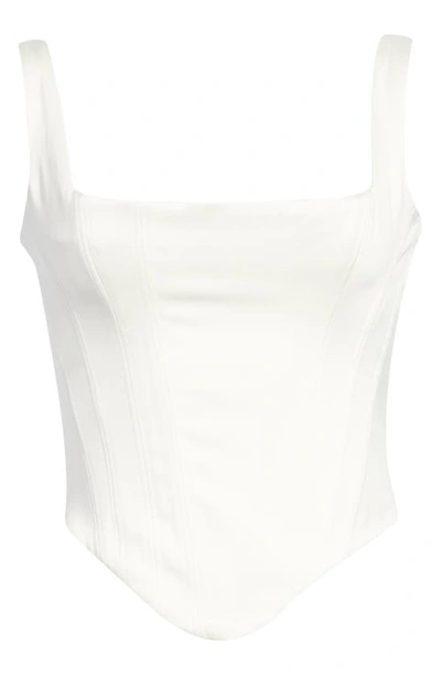 House Of Cb Rafa Curved-hem Satin Top In Ivory