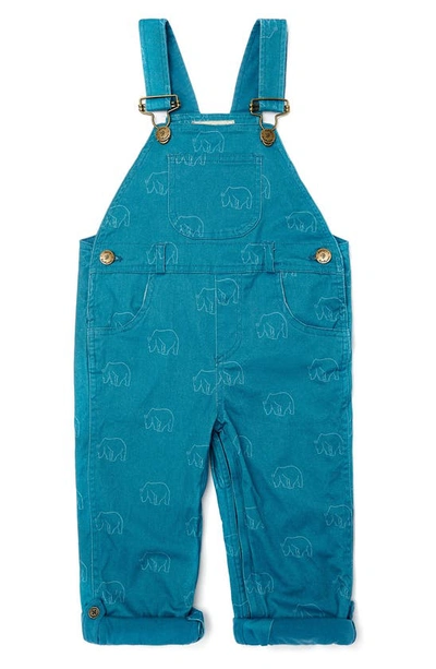 Shop Dotty Dungarees Kids' Polar Bear Print Cotton Overalls In Blue