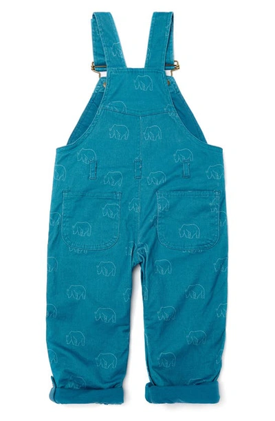 Shop Dotty Dungarees Kids' Polar Bear Print Cotton Overalls In Blue