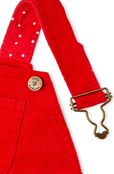 Shop Dotty Dungarees Kids' Cotton Corduroy Overalls In Red