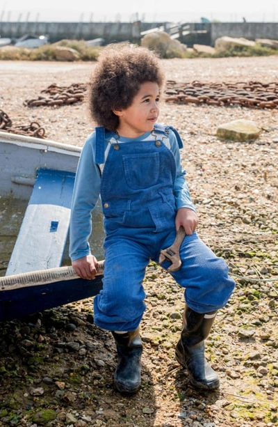 Shop Dotty Dungarees Kids' Cotton Wide Wale Corduroy Overalls In Blue