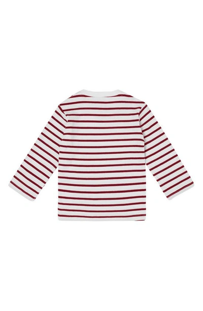 Shop Dotty Dungarees Kids' Stripe Long Sleeve Cotton T-shirt In Red