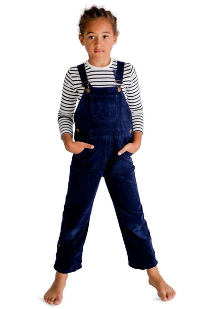 Shop Dotty Dungarees Kids' Cotton Corduroy Overalls In Navy