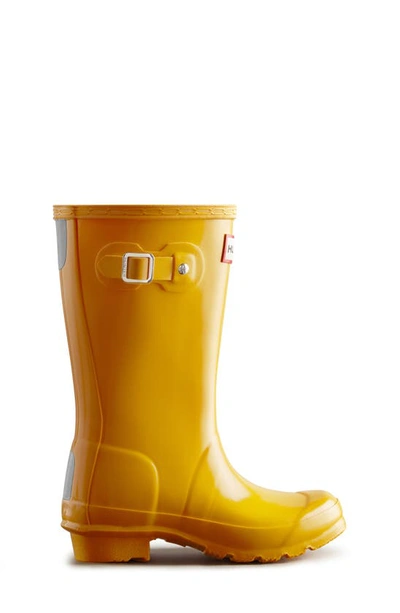 Shop Hunter Kids' Original Gloss Waterproof Rain Boot In Yellow