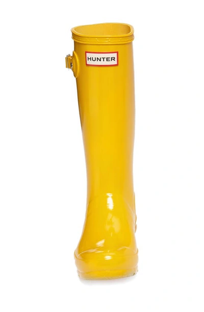 Shop Hunter Kids' Original Gloss Waterproof Rain Boot In Yellow