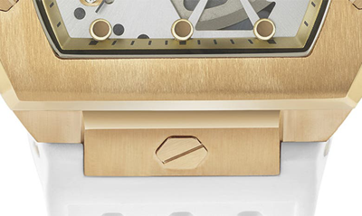 Shop Philipp Plein The $keleton Silicone Strap Watch, 44mm In Ip Yellow Gold