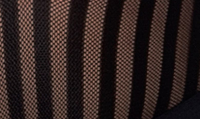 Shop Mapalé Stripe Mesh Bodysuit With Removable Garter Straps In Black