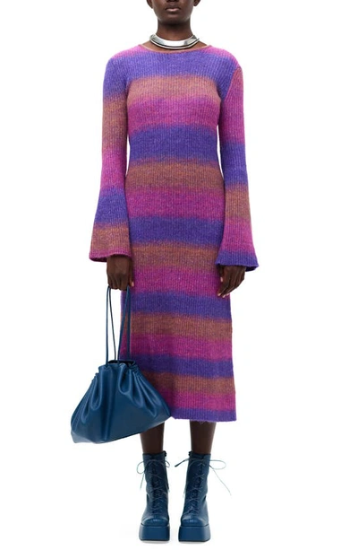 Shop Simon Miller Axon Stripe Long Sleeve Sweater Dress In Distorted Stripe