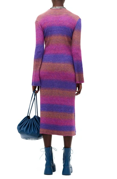 Simon Miller Axon Stripe Long Sleeve Sweater Dress In Distorted Stripe