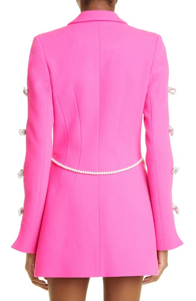 Shop Mach & Mach Embellished Bow Detail Wool Blazer Dress In Hot Pink