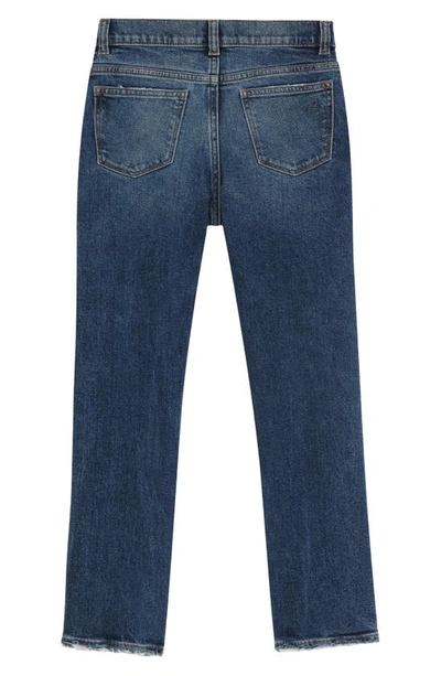 Shop Dl1961 Kids' Emie Two-tone High Waist Straight Leg Jeans In Blue