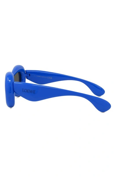 Shop Loewe Round Sunglasses In Shiny Blue / Smoke